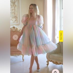 Selkie Rainbow Midi Puff Dress